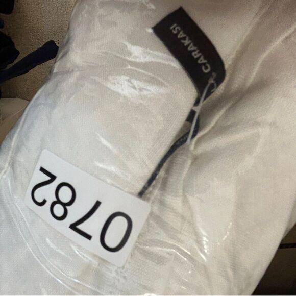 STELLA CARAKASI WOMANS BLOUSE small linen WHITE LAGONLOOK casual everyday tunic - Picture 10 of 11